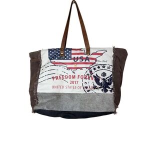 Myra Bag Freedom Forever 2017 USA CanvasHair Tote Large July 4th Americana